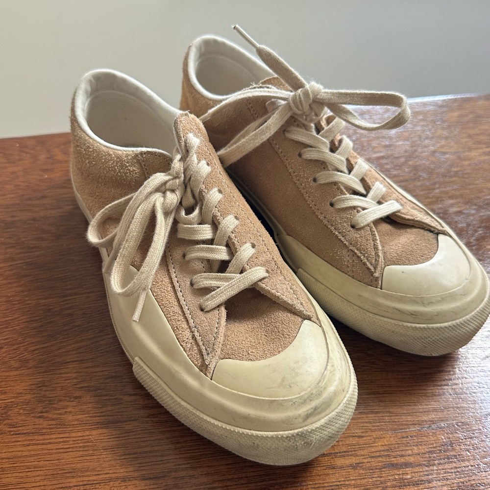 Moonstar Women’s Suede Lace-Up Sneakers in Tan